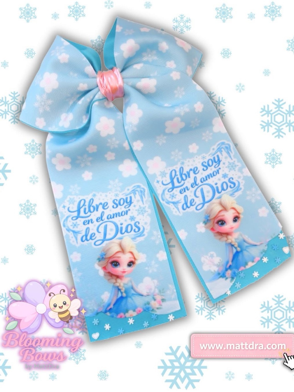 Handmade Christian Princess Inspired Hair Bow Faith Boutique Hair Bow- Frozen
